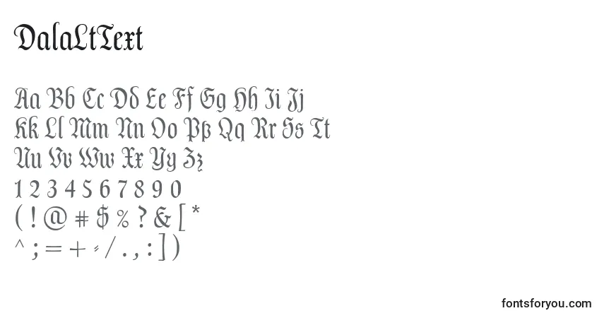 Шрифт DalaLtText – алфавит, цифры, специальные символы