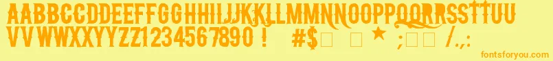 フォントNFcCreactivo2008 – オレンジの文字が黄色の背景にあります。