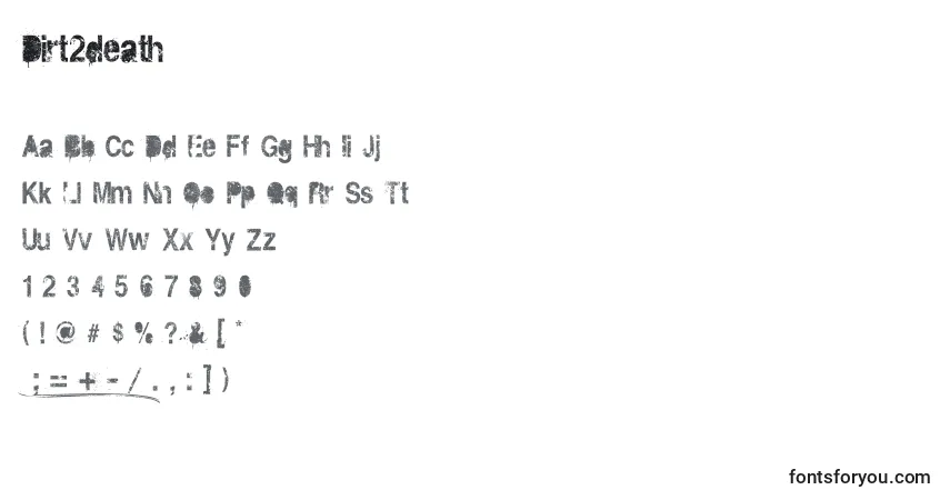 Schriftart Dirt2death – Alphabet, Zahlen, spezielle Symbole