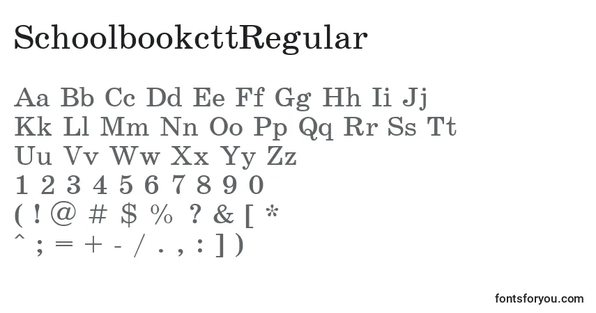 Czcionka SchoolbookcttRegular – alfabet, cyfry, specjalne znaki