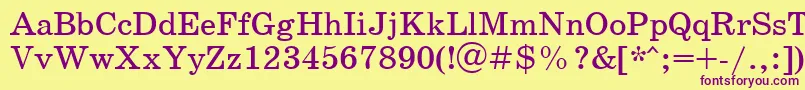 SchoolbookcttRegular Font – Purple Fonts on Yellow Background