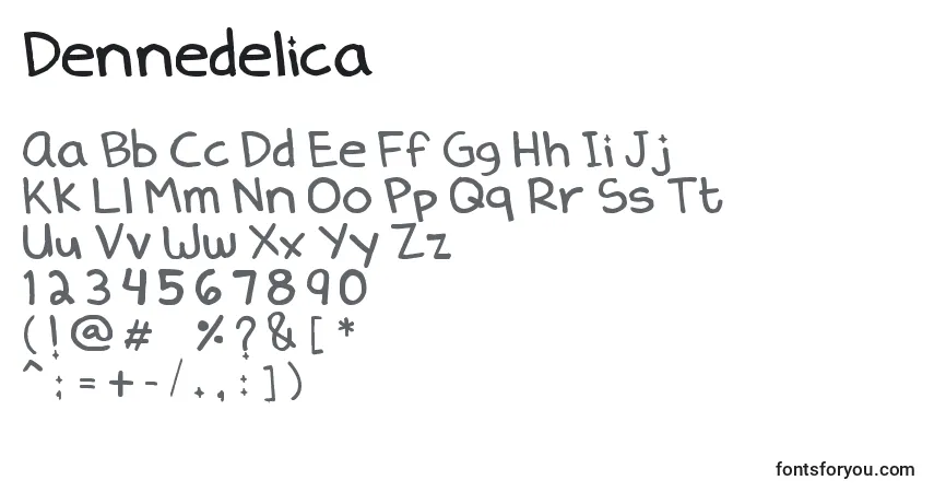 Schriftart Dennedelica – Alphabet, Zahlen, spezielle Symbole