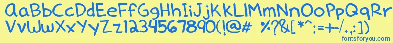 Dennedelica Font – Blue Fonts on Yellow Background