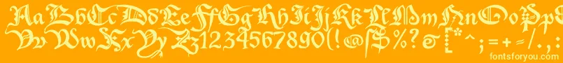 Xenippa-Schriftart – Gelbe Schriften auf orangefarbenem Hintergrund