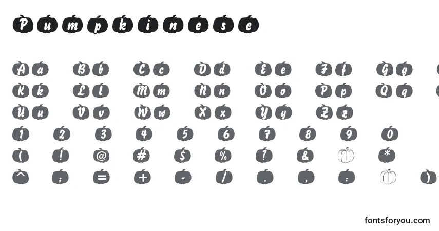 Czcionka Pumpkinese – alfabet, cyfry, specjalne znaki