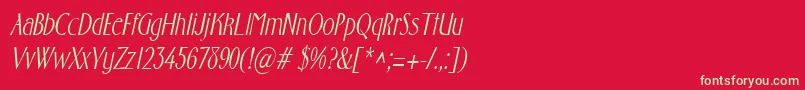 FostercondensedItalic Font – Green Fonts on Red Background
