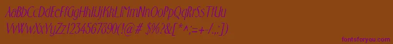 FostercondensedItalic Font – Purple Fonts on Brown Background
