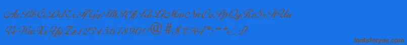 フォントBallantinesserialLightRegular – 茶色の文字が青い背景にあります。