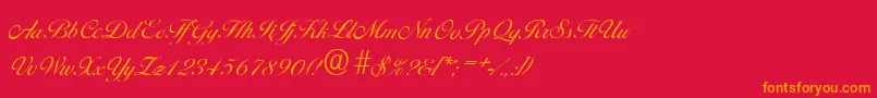 BallantinesserialLightRegular-Schriftart – Orangefarbene Schriften auf rotem Hintergrund