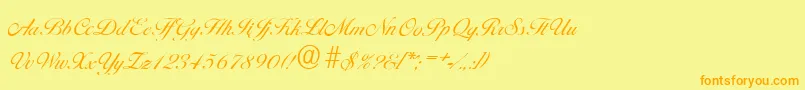フォントBallantinesserialLightRegular – オレンジの文字が黄色の背景にあります。