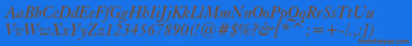 KisItalicBt Font – Brown Fonts on Blue Background