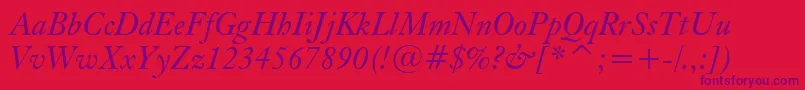 KisItalicBt Font – Purple Fonts on Red Background