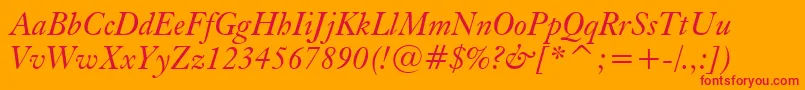 フォントKisItalicBt – オレンジの背景に赤い文字