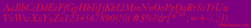 KisItalicBt Font – Red Fonts on Purple Background