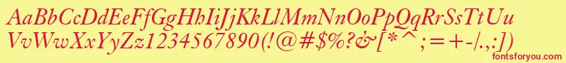 KisItalicBt Font – Red Fonts on Yellow Background