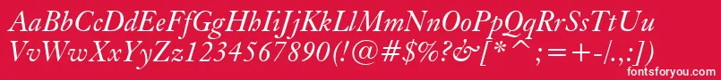 フォントKisItalicBt – 赤い背景に白い文字