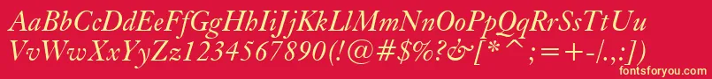 KisItalicBt Font – Yellow Fonts on Red Background