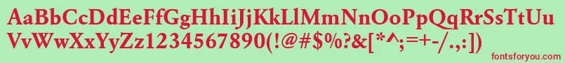 UrwgaramondtBold Font – Red Fonts on Green Background