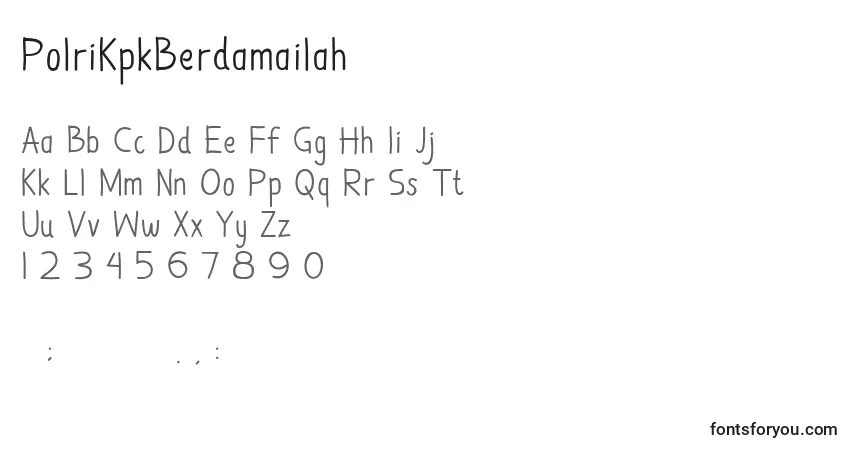 Czcionka PolriKpkBerdamailah – alfabet, cyfry, specjalne znaki