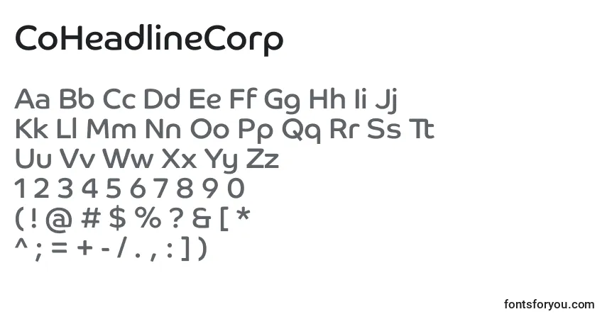 Schriftart CoHeadlineCorp – Alphabet, Zahlen, spezielle Symbole