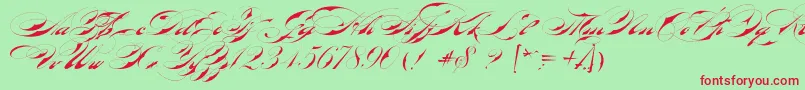 BradstoneParkerScriptLimitedFreeVersion Font – Red Fonts on Green Background