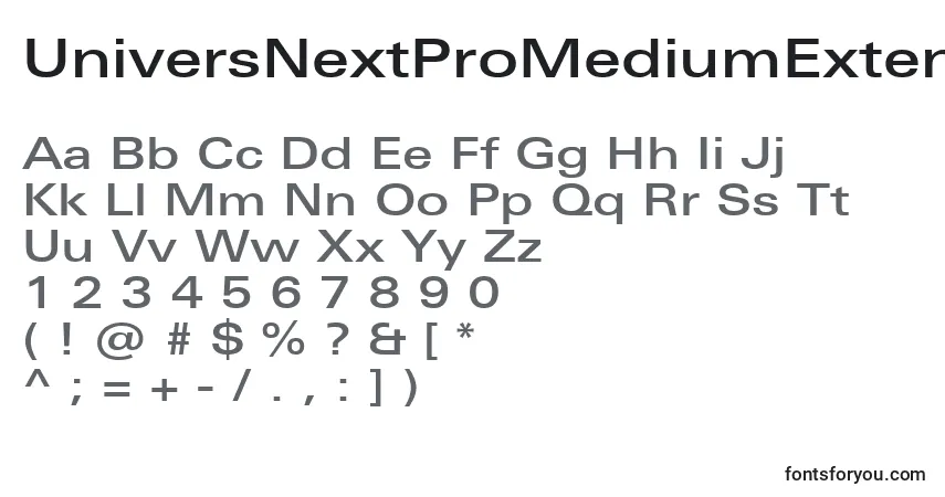 A fonte UniversNextProMediumExtended – alfabeto, números, caracteres especiais