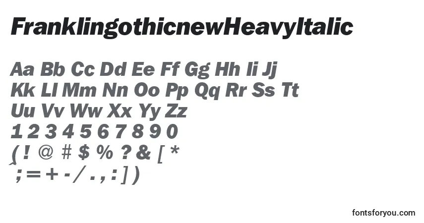 FranklingothicnewHeavyItalic-fontti – aakkoset, numerot, erikoismerkit