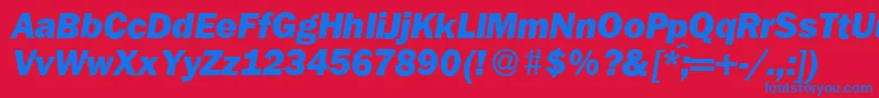 FranklingothicnewHeavyItalic Font – Blue Fonts on Red Background