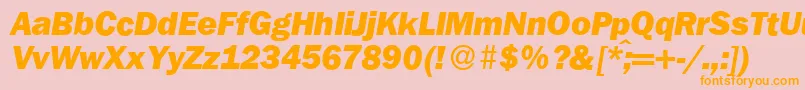 FranklingothicnewHeavyItalic Font – Orange Fonts on Pink Background