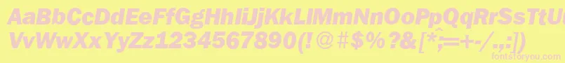 FranklingothicnewHeavyItalic Font – Pink Fonts on Yellow Background