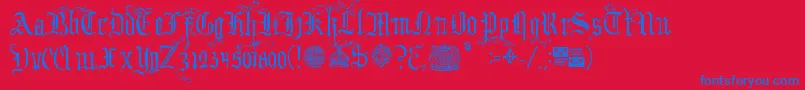 YourRoyalMajestyFancy-Schriftart – Blaue Schriften auf rotem Hintergrund