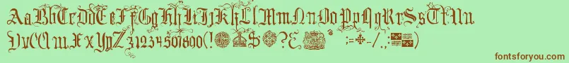 YourRoyalMajestyFancy Font – Brown Fonts on Green Background