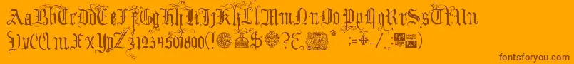 YourRoyalMajestyFancy-Schriftart – Braune Schriften auf orangefarbenem Hintergrund