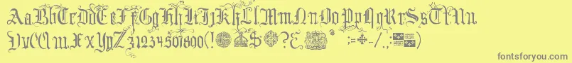YourRoyalMajestyFancy Font – Gray Fonts on Yellow Background