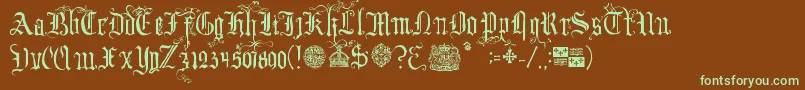 YourRoyalMajestyFancy-Schriftart – Grüne Schriften auf braunem Hintergrund