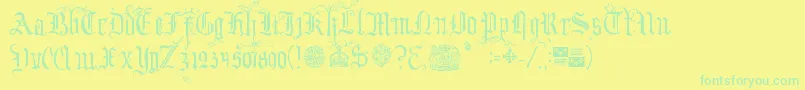 YourRoyalMajestyFancy Font – Green Fonts on Yellow Background