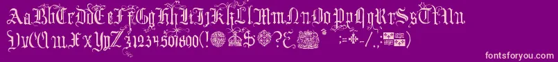 Czcionka YourRoyalMajestyFancy – różowe czcionki na fioletowym tle