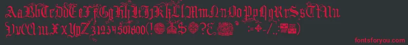 YourRoyalMajestyFancy-Schriftart – Rote Schriften auf schwarzem Hintergrund