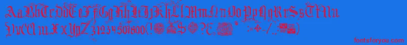 YourRoyalMajestyFancy Font – Red Fonts on Blue Background