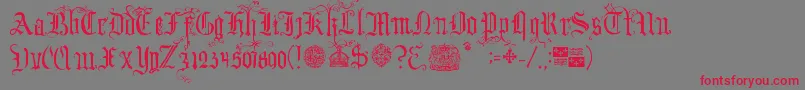 フォントYourRoyalMajestyFancy – 赤い文字の灰色の背景