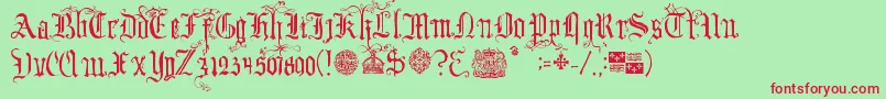 YourRoyalMajestyFancy Font – Red Fonts on Green Background