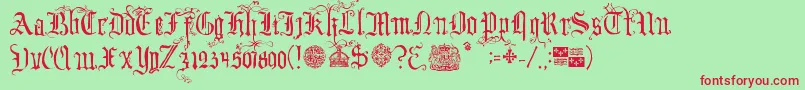 YourRoyalMajestyFancy-Schriftart – Rote Schriften auf grünem Hintergrund