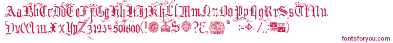 YourRoyalMajestyFancy Font – Red Fonts on White Background