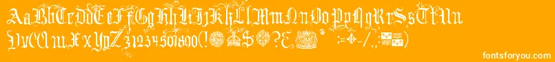 Czcionka YourRoyalMajestyFancy – białe czcionki na pomarańczowym tle