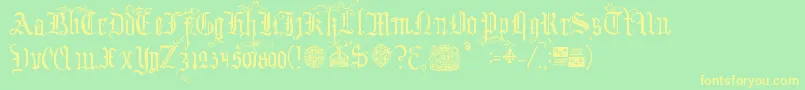 YourRoyalMajestyFancy-Schriftart – Gelbe Schriften auf grünem Hintergrund