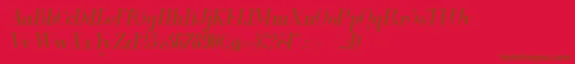 GlamorCondensedItalic-fontti – ruskeat fontit punaisella taustalla