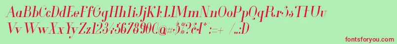 GlamorCondensedItalic Font – Red Fonts on Green Background