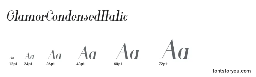 GlamorCondensedItalic Font Sizes