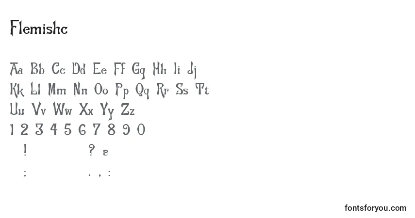 Czcionka Flemishc – alfabet, cyfry, specjalne znaki