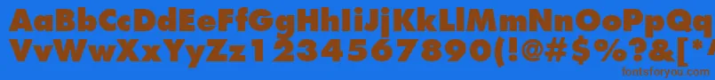 フォントKudosBlackSsiExtraBold – 茶色の文字が青い背景にあります。